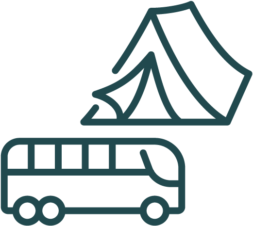 Camping Zelte und Busse